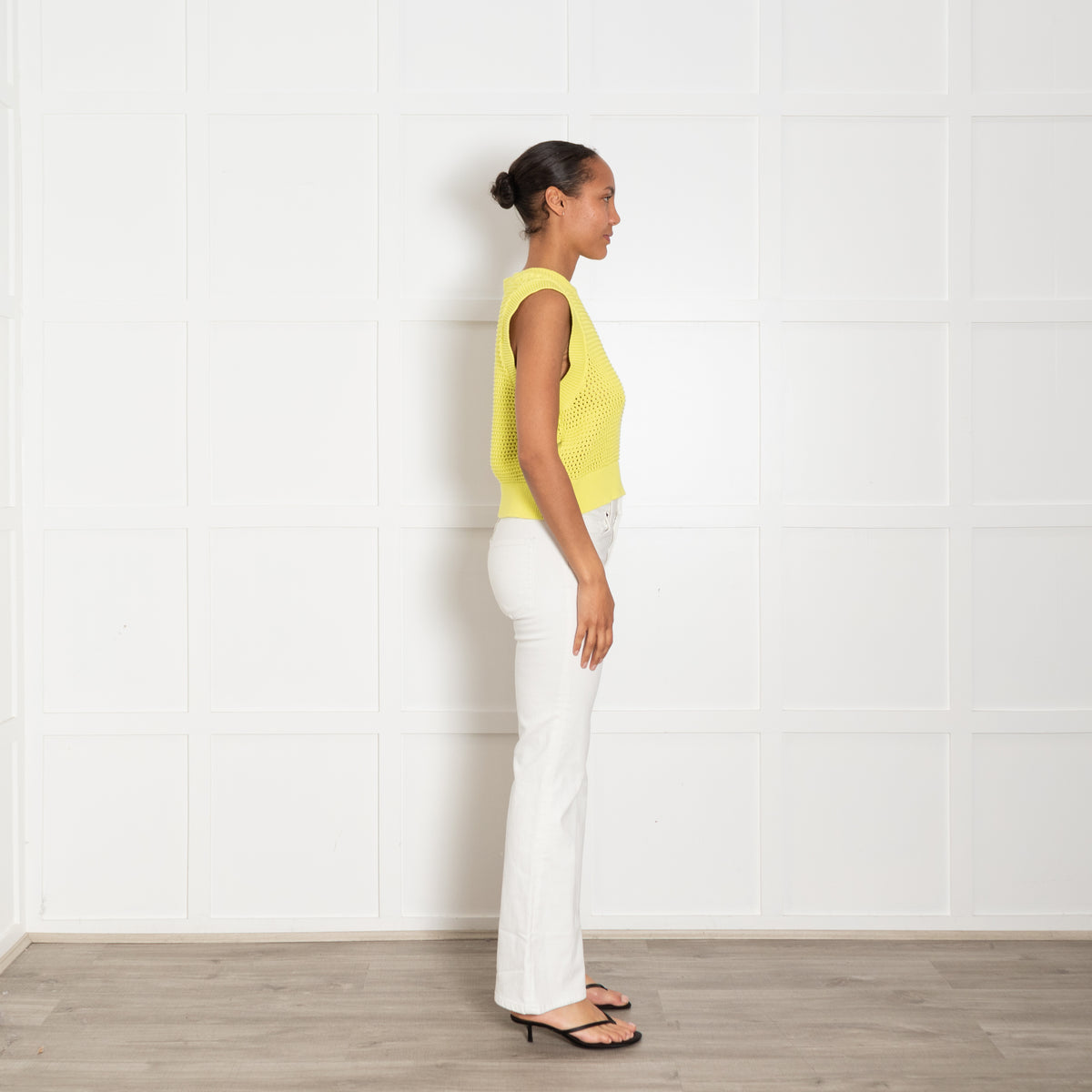 Varley Yellow Randal Crop Knit Tank With Side Zip