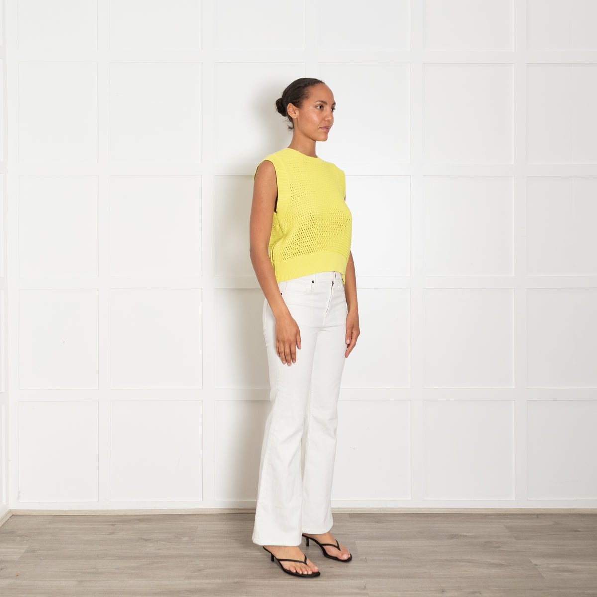 Varley Yellow Randal Crop Knit Tank With Side Zip