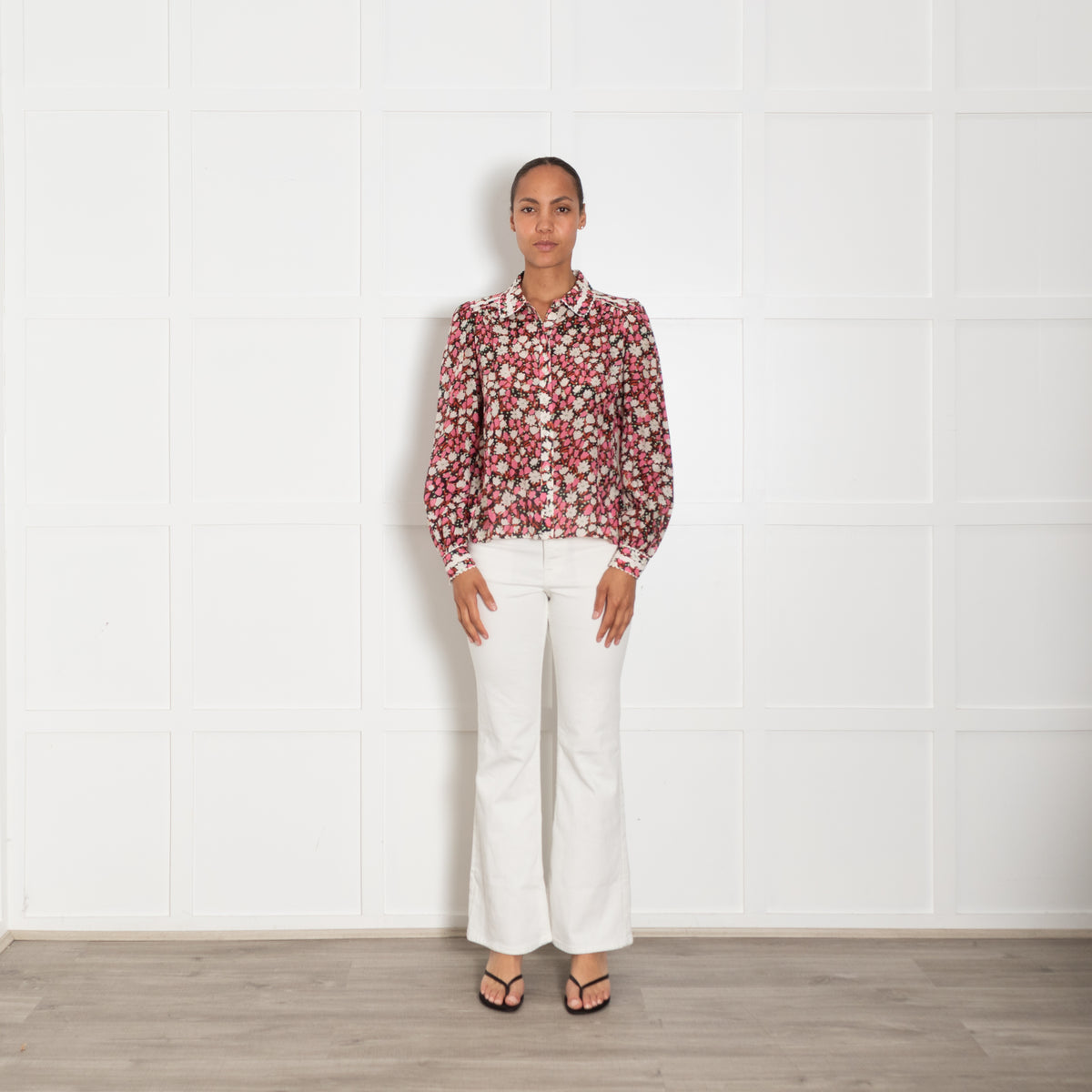 Me + Em Multicolour Floral Cotton & Silk Mix Blouse
