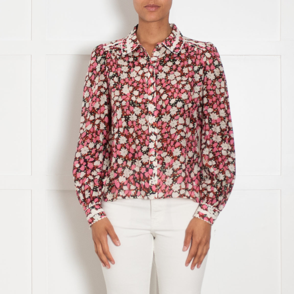 Me + Em Multicolour Floral Cotton & Silk Mix Blouse