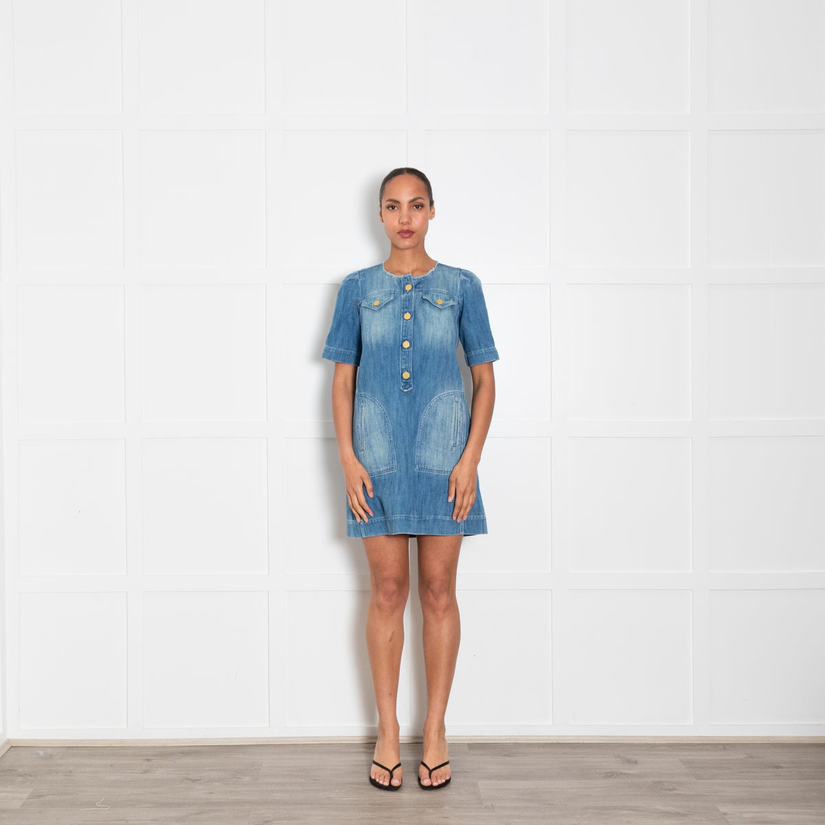 Isabel Marant Etoile Blue Denim Short Sleeve Dress
