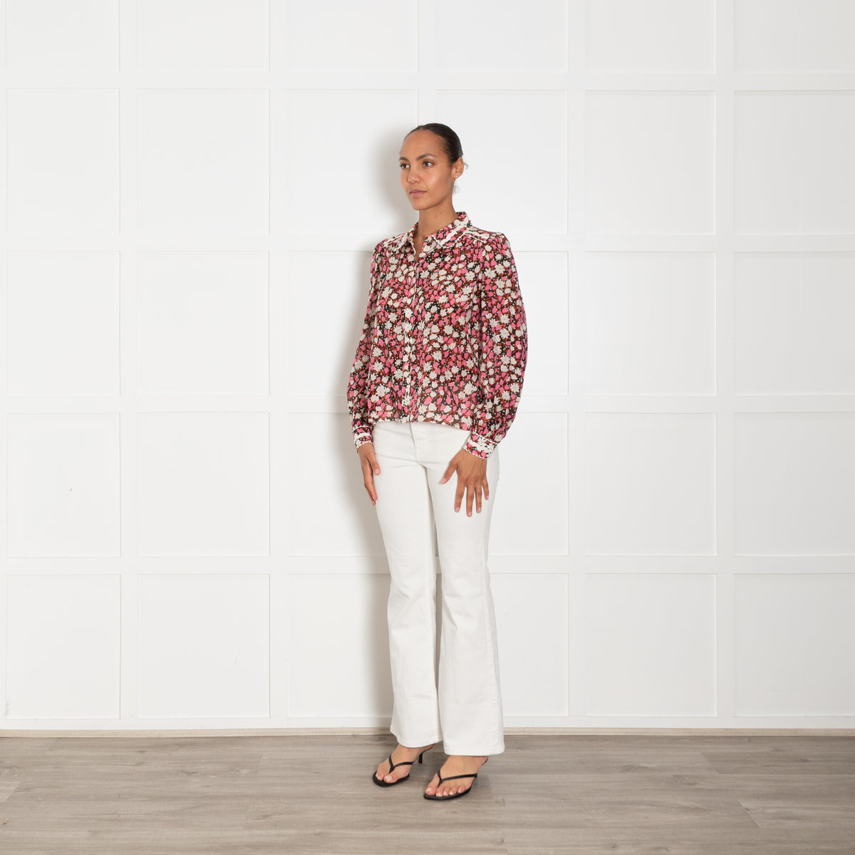 Me + Em Multicolour Floral Cotton & Silk Mix Blouse