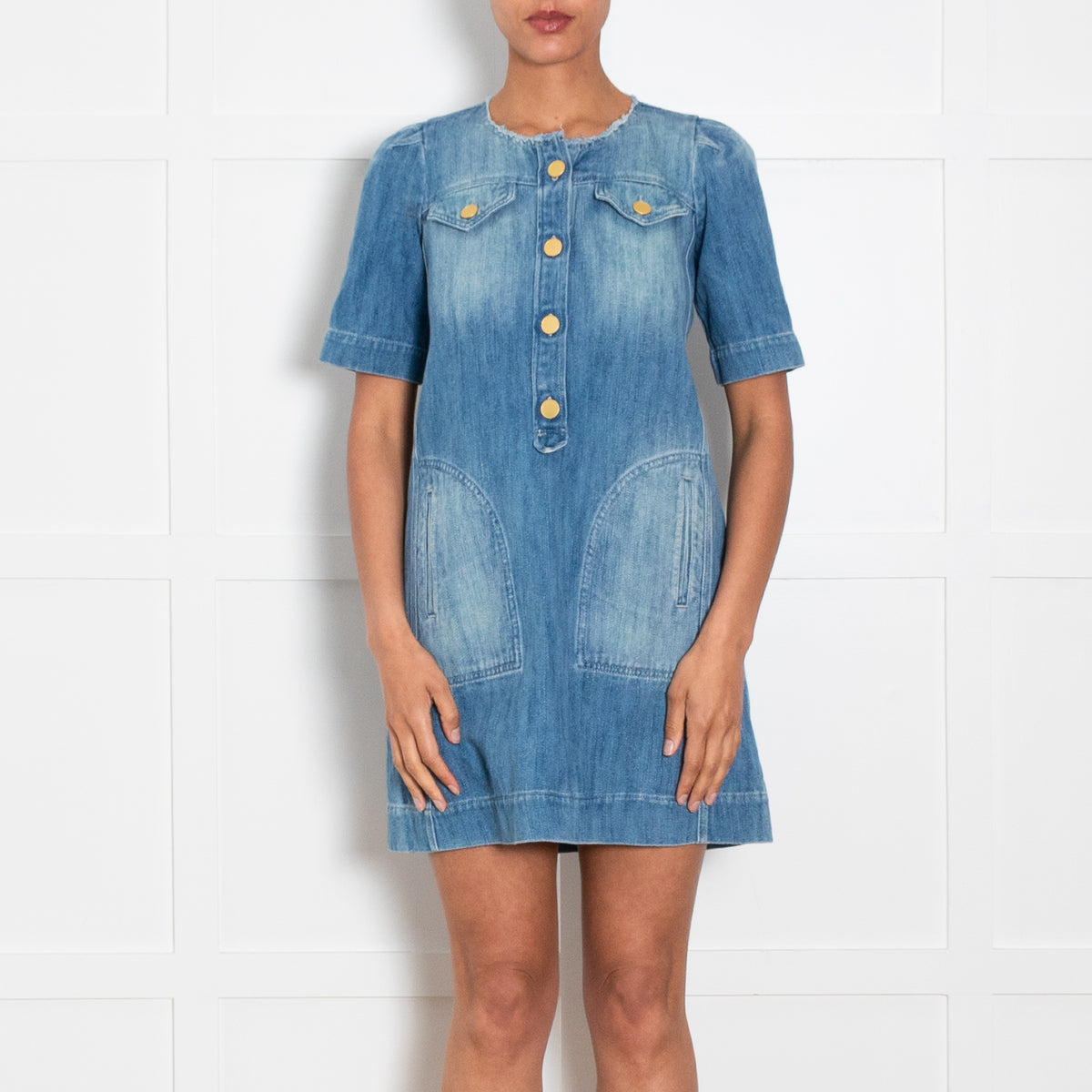 Isabel Marant Etoile Blue Denim Short Sleeve Dress