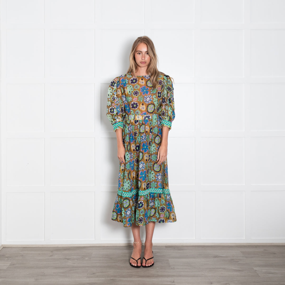 Celia B Green Floral Tambora Dress