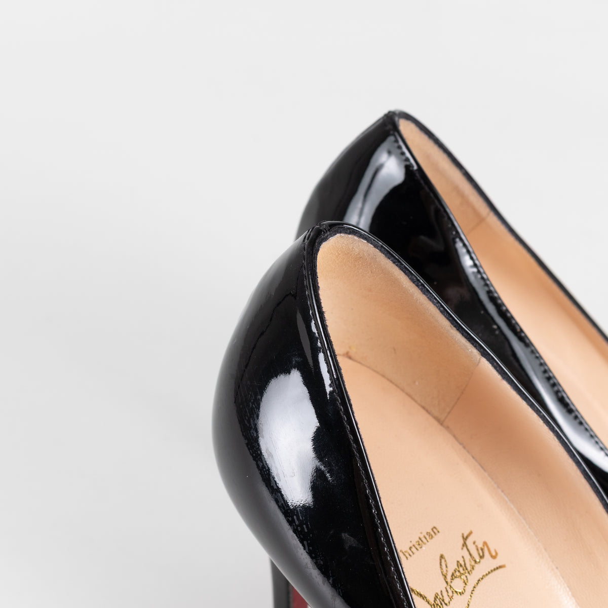 Christian Louboutin Black Patent Peep Toe Heels