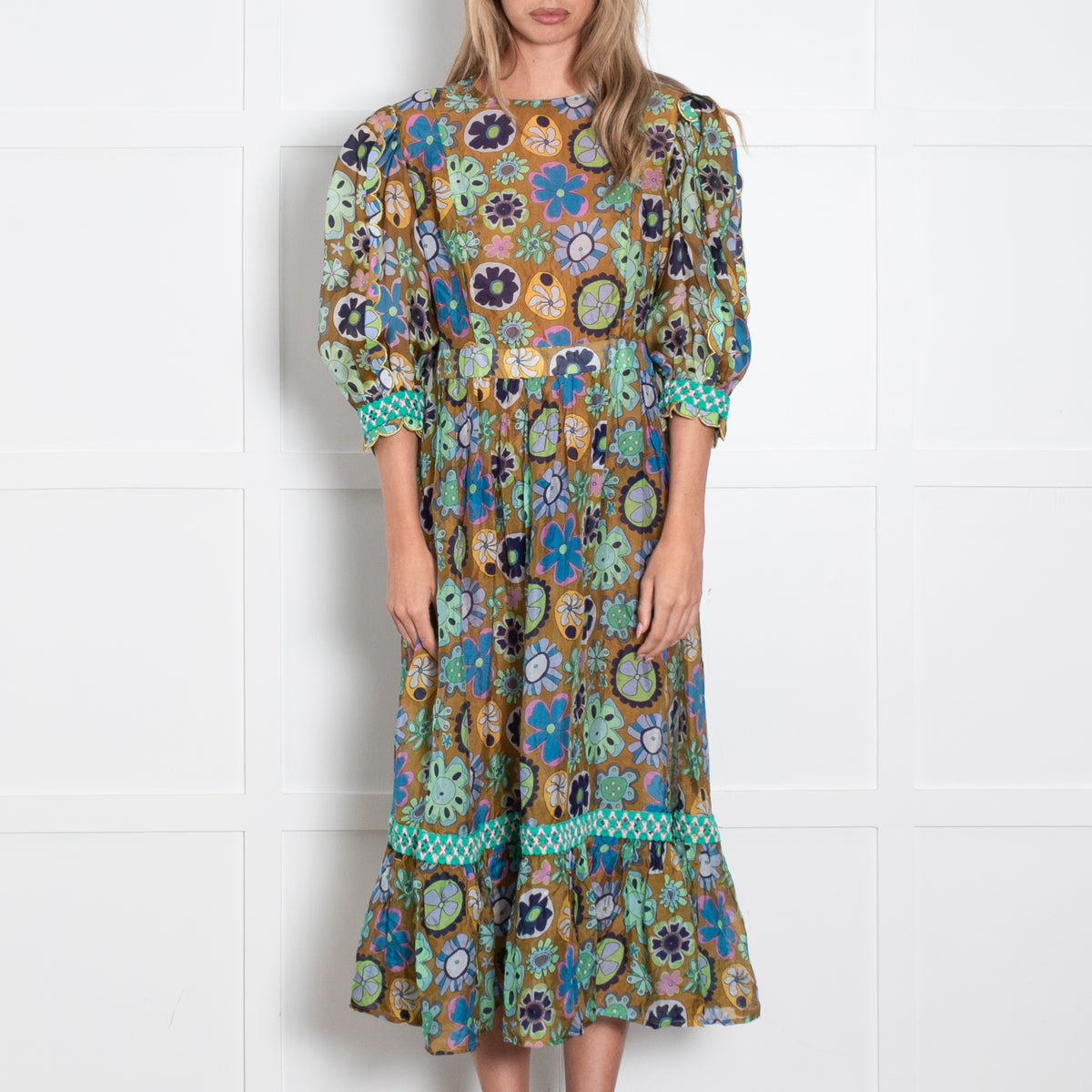 Celia B Green Floral Tambora Dress