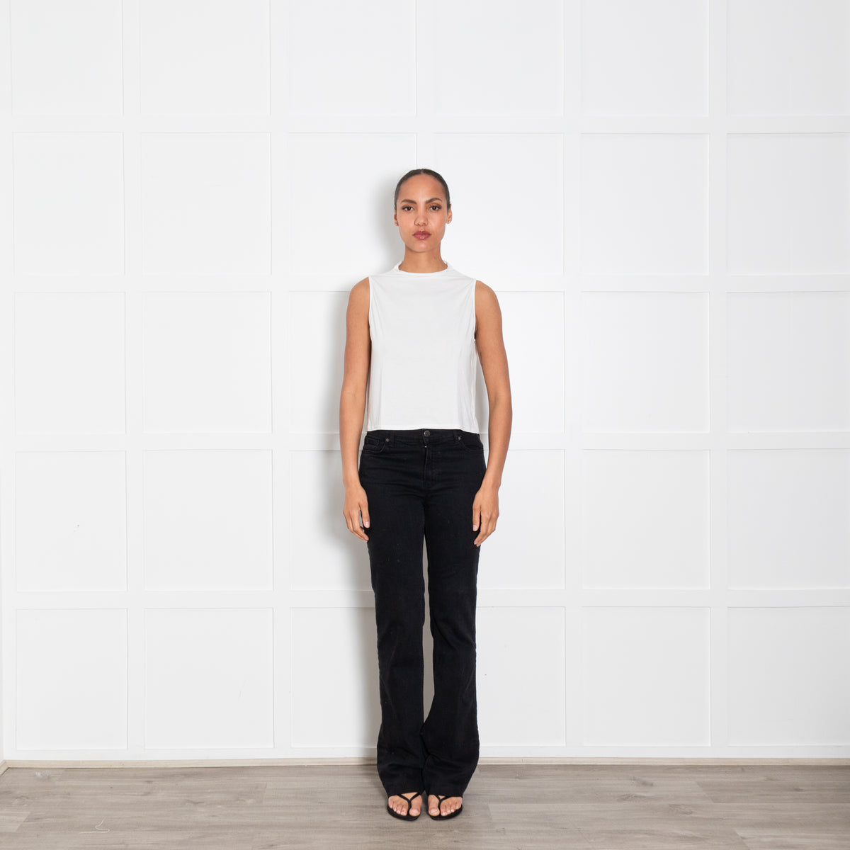 Enza Costa White Jersey Sleeveless Top