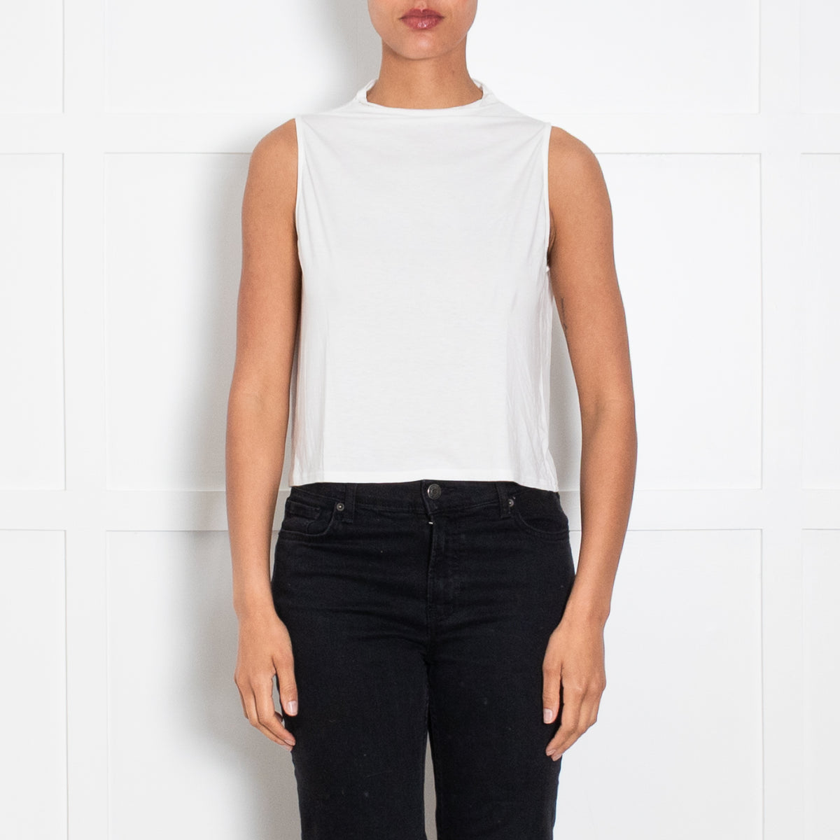 Enza Costa White Jersey Sleeveless Top