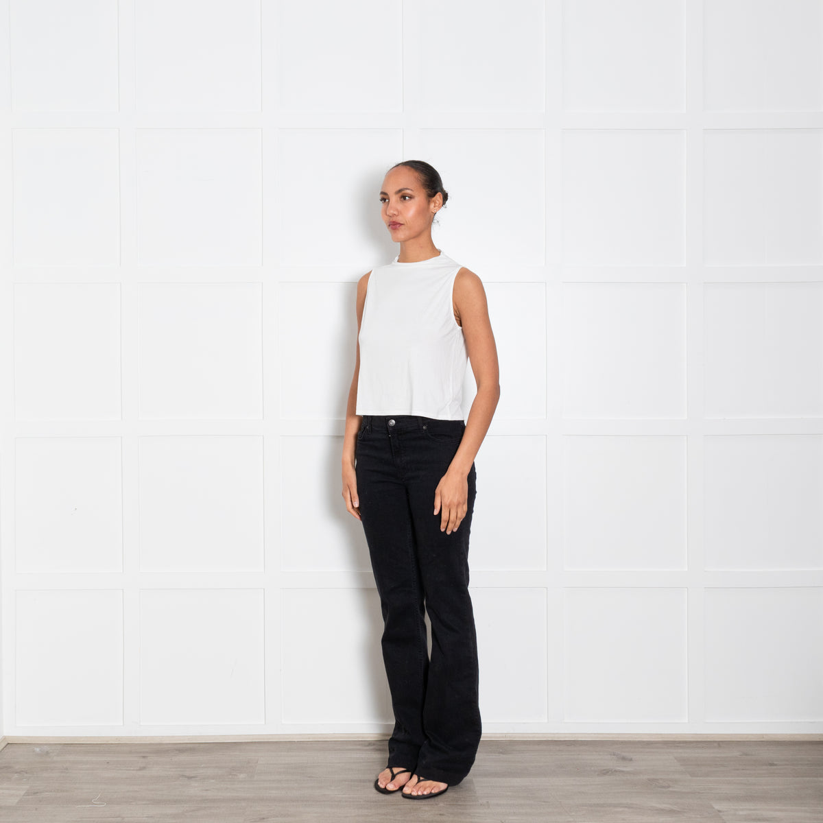 Enza Costa White Jersey Sleeveless Top