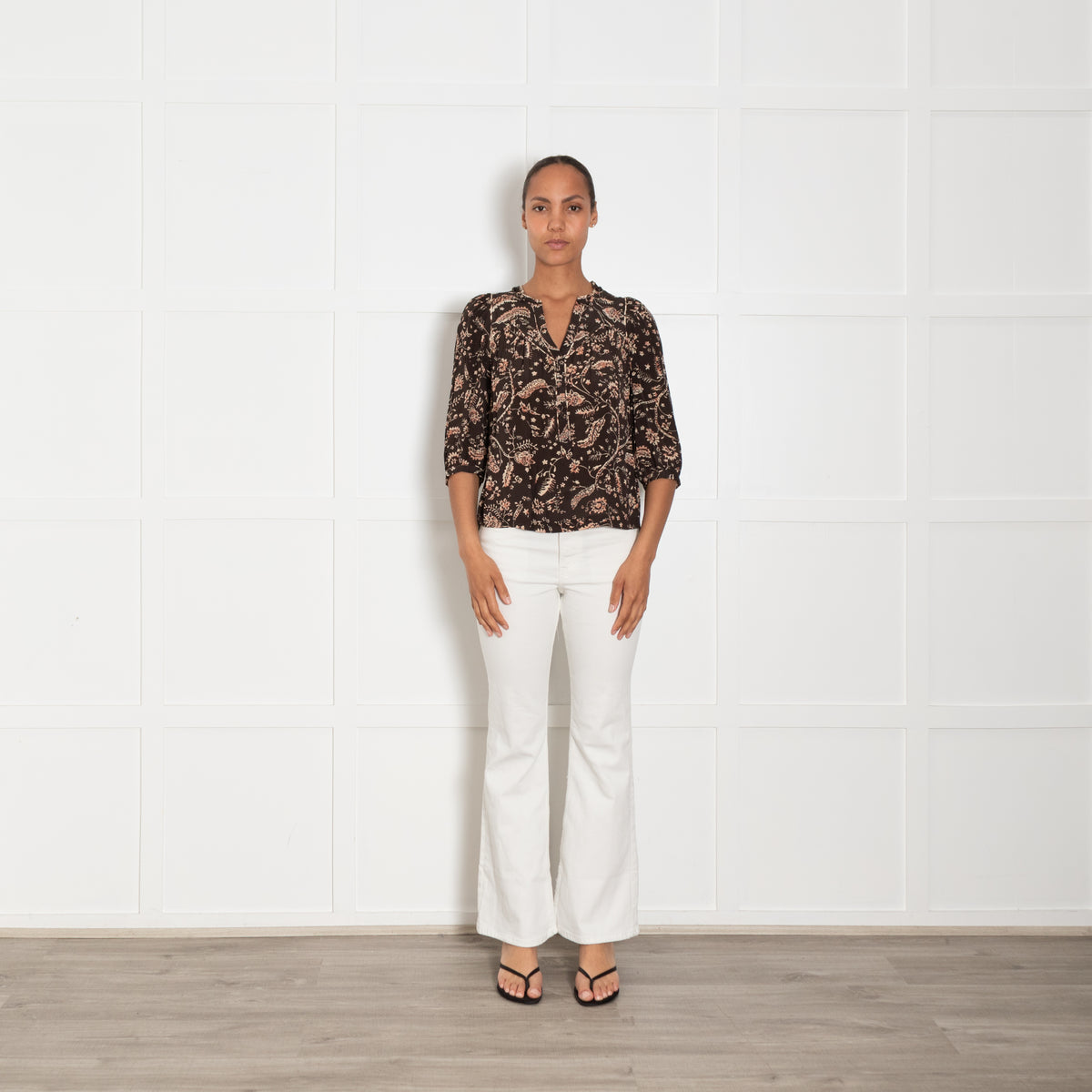 ba&sh BrownFloral Print Blouse