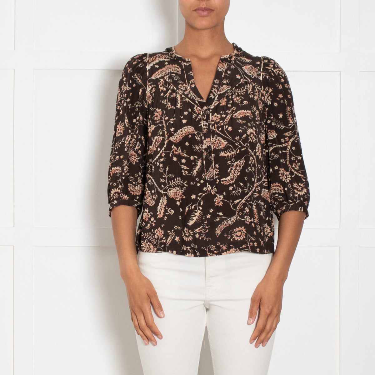 ba&sh BrownFloral Print Blouse