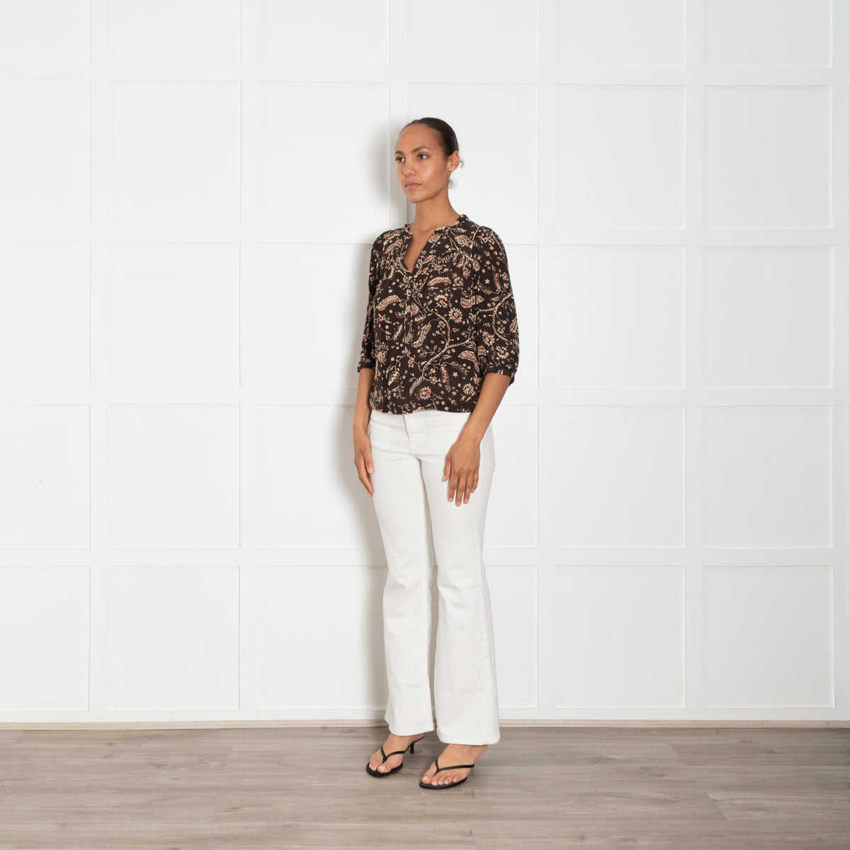 ba&sh BrownFloral Print Blouse