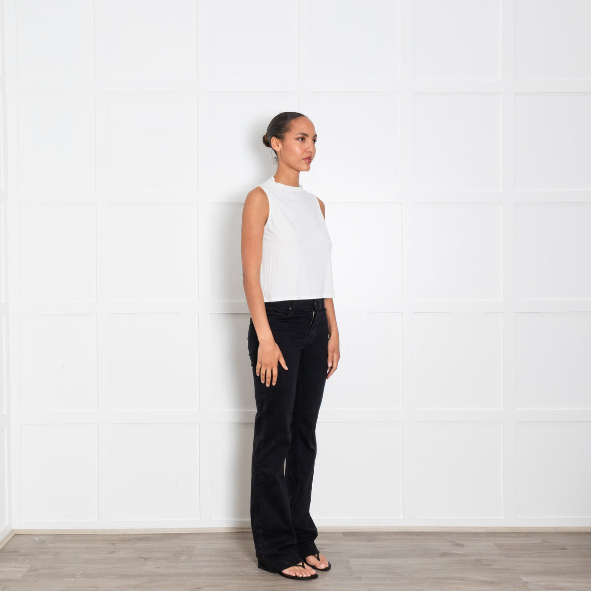 Enza Costa White Jersey Sleeveless Top