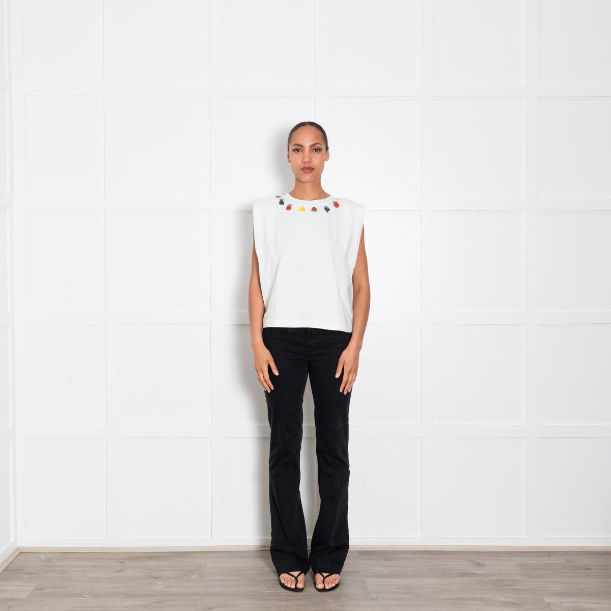 Farm Rio Beaded Fruits Cotton T Shirt