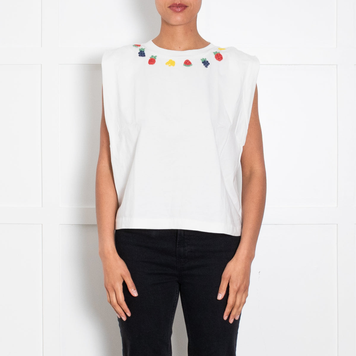 Farm Rio Beaded Fruits Cotton T Shirt