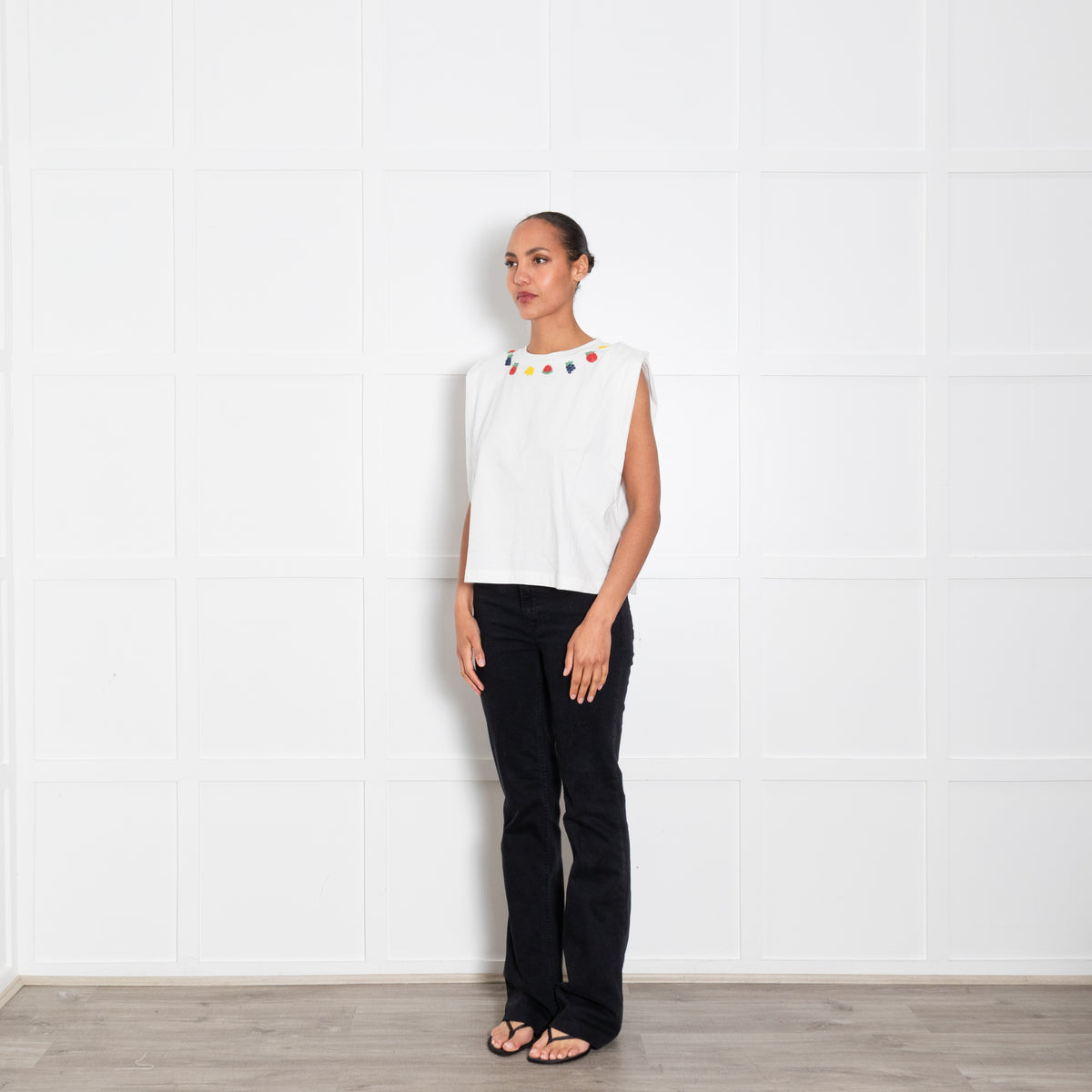 Farm Rio Beaded Fruits Cotton T Shirt