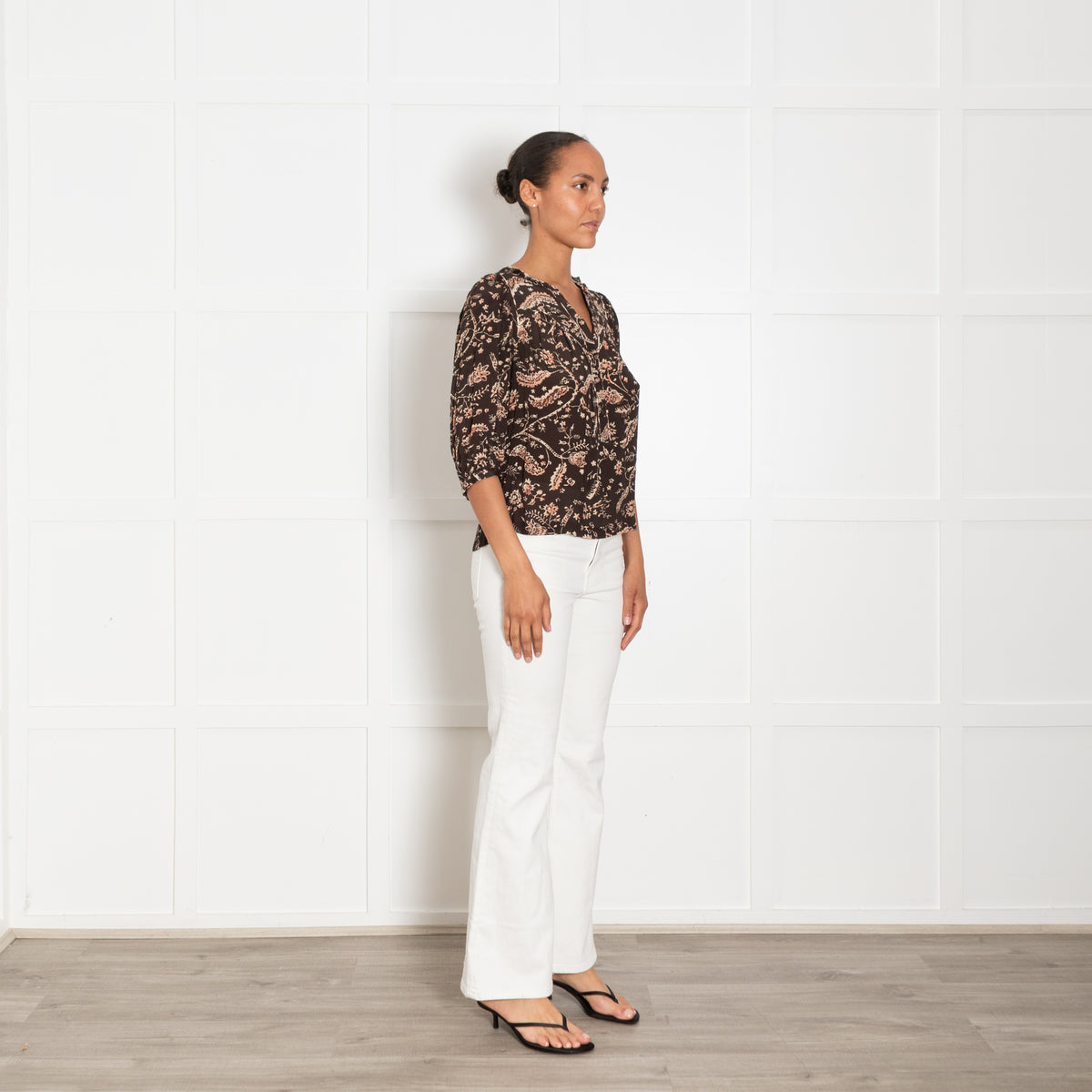 ba&sh BrownFloral Print Blouse
