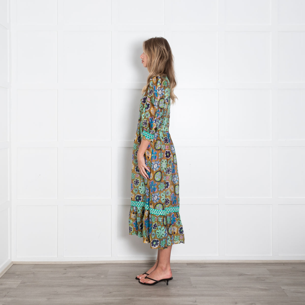 Celia B Green Floral Tambora Dress