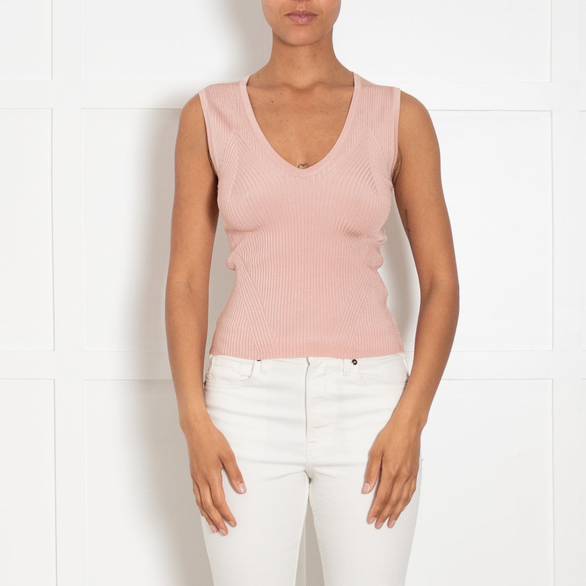 Veronica Beard Sid Pink Knitted Sleeveless Top
