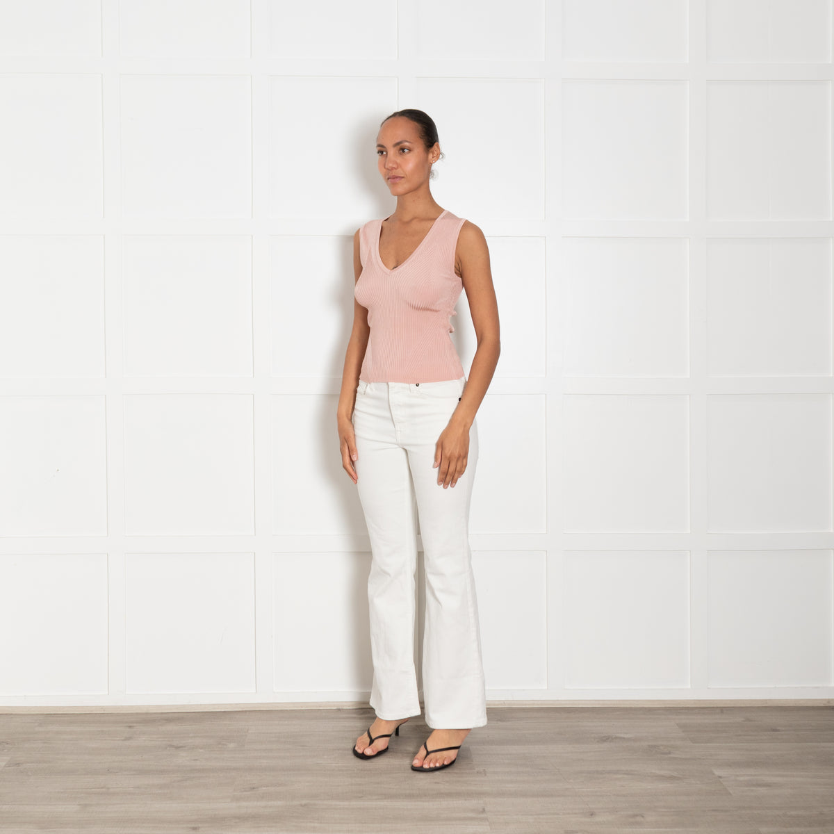 Veronica Beard Sid Pink Knitted Sleeveless Top
