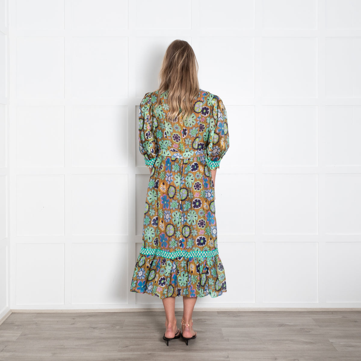 Celia B Green Floral Tambora Dress