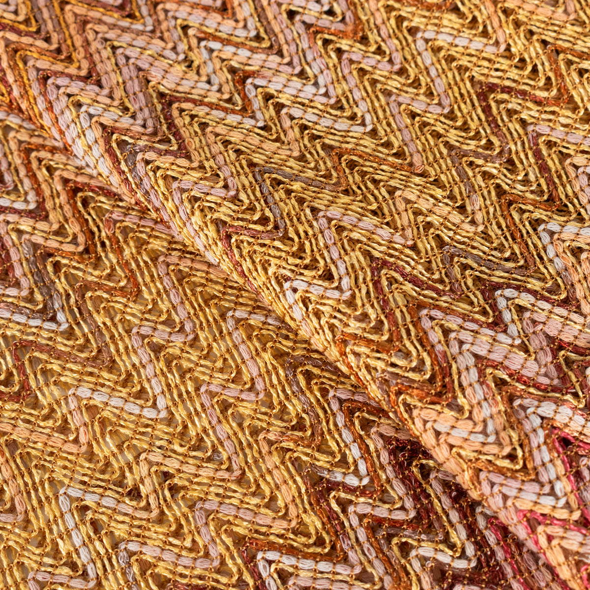 Missoni Orange Cream Chevron Cotton Blend Summer Scarf