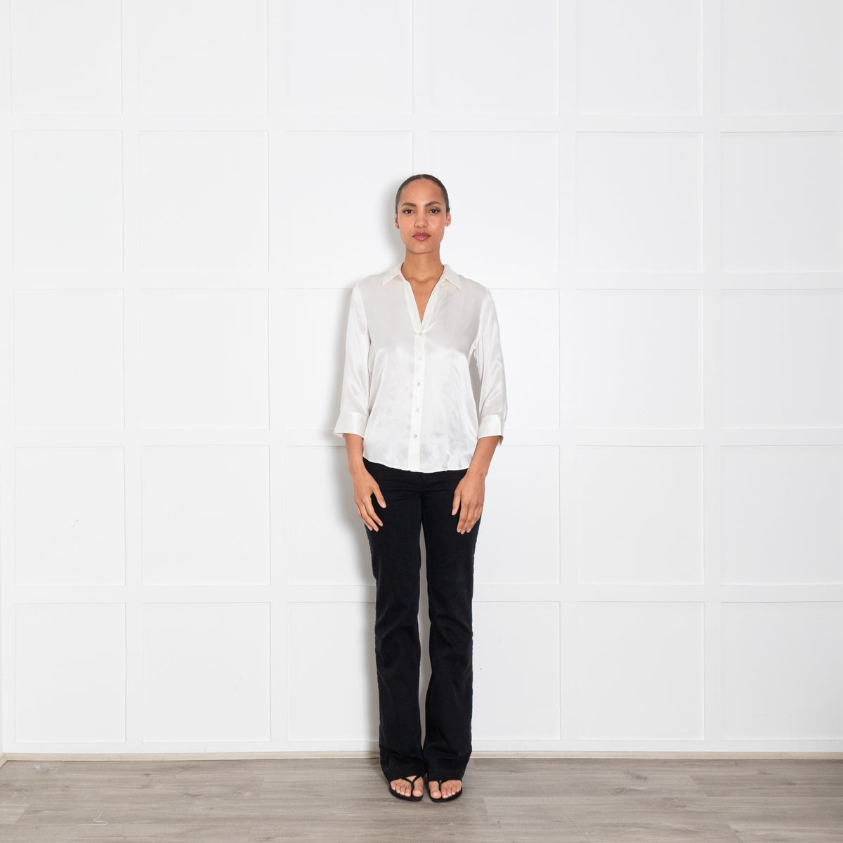 L'Agence Cream 3/4 Sleeve Blouse