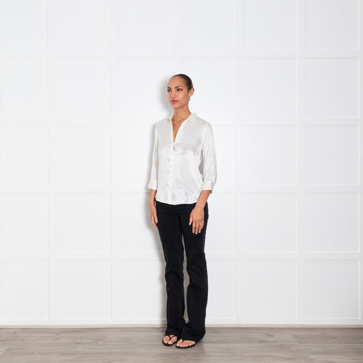 L'Agence Cream 3/4 Sleeve Blouse