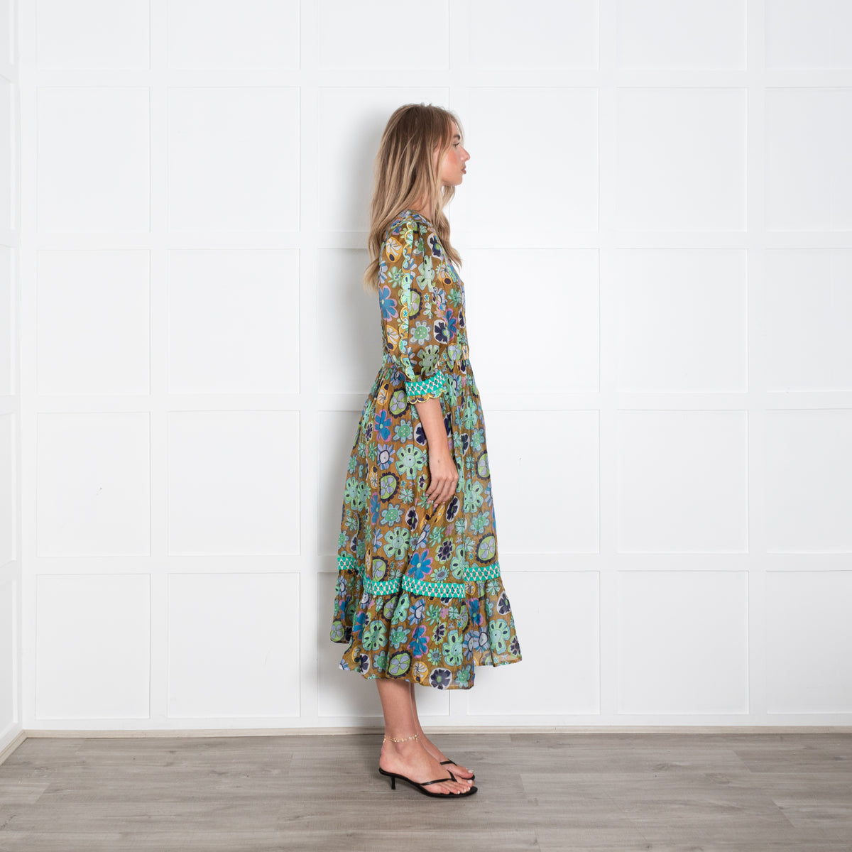 Celia B Green Floral Tambora Dress