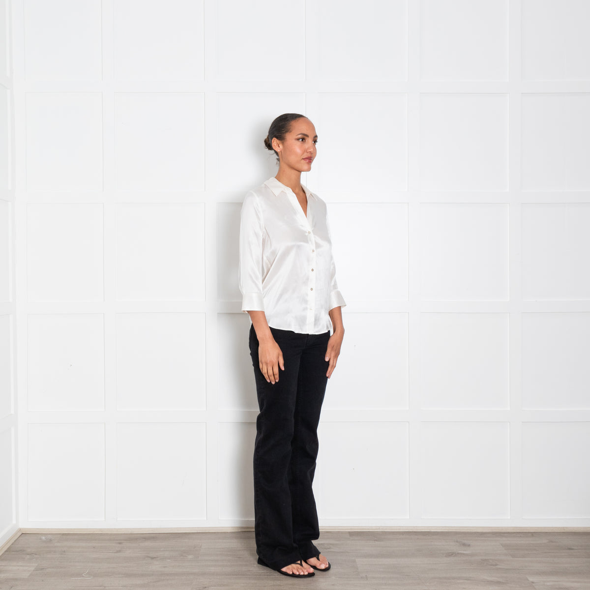L'Agence Cream 3/4 Sleeve Blouse