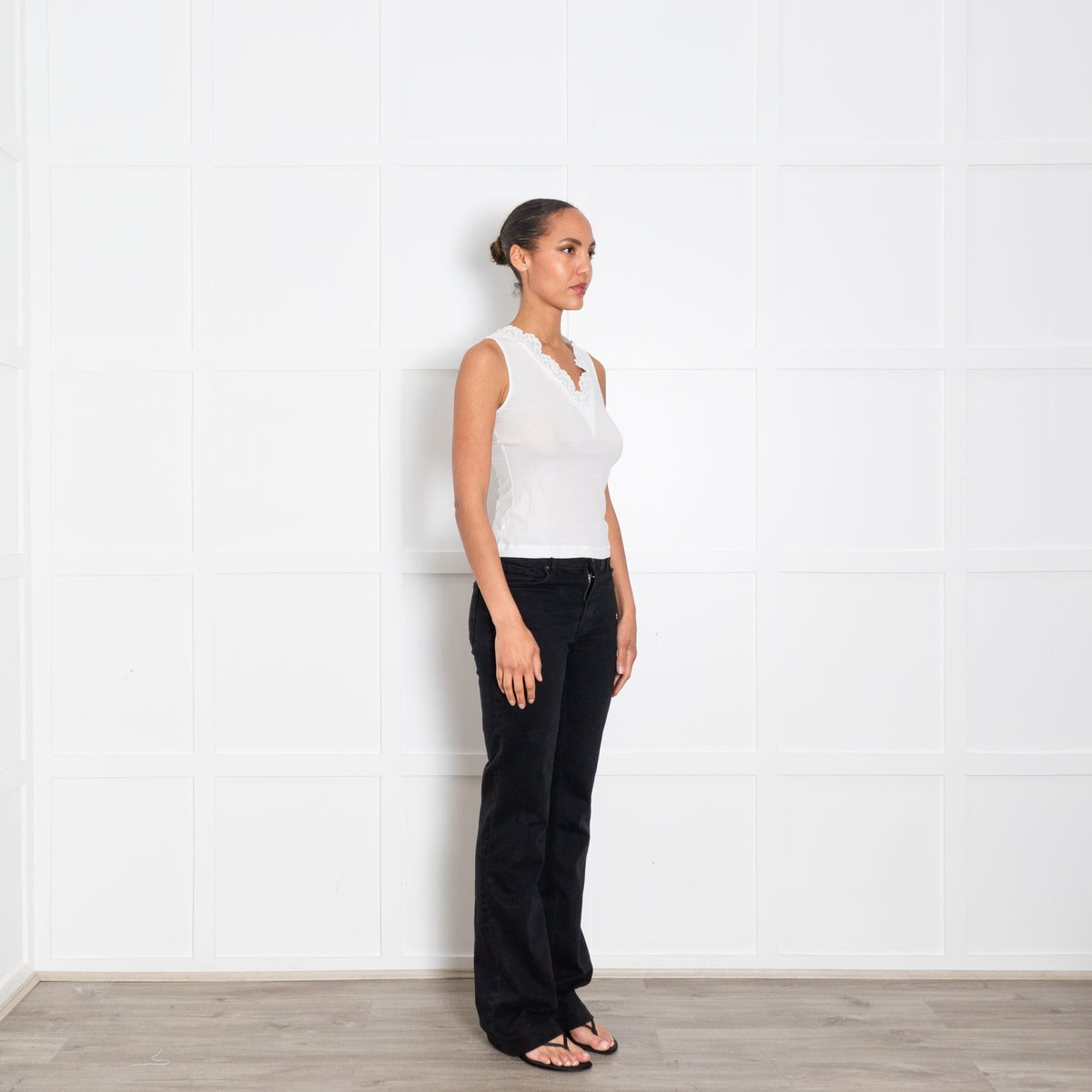 Me + Em White Lace Neckline Vest