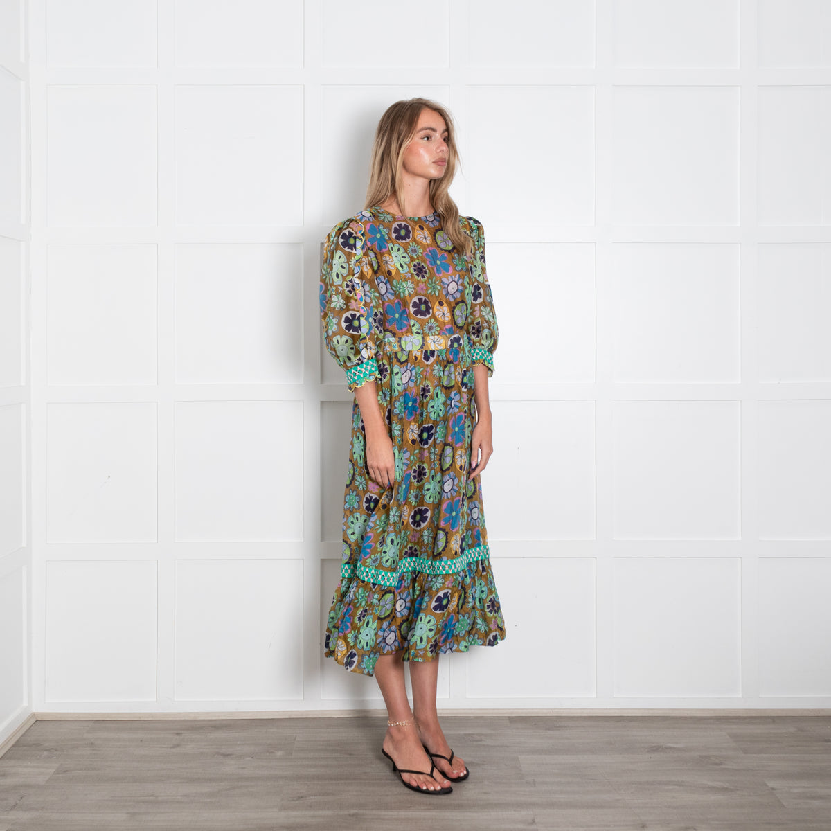 Celia B Green Floral Tambora Dress