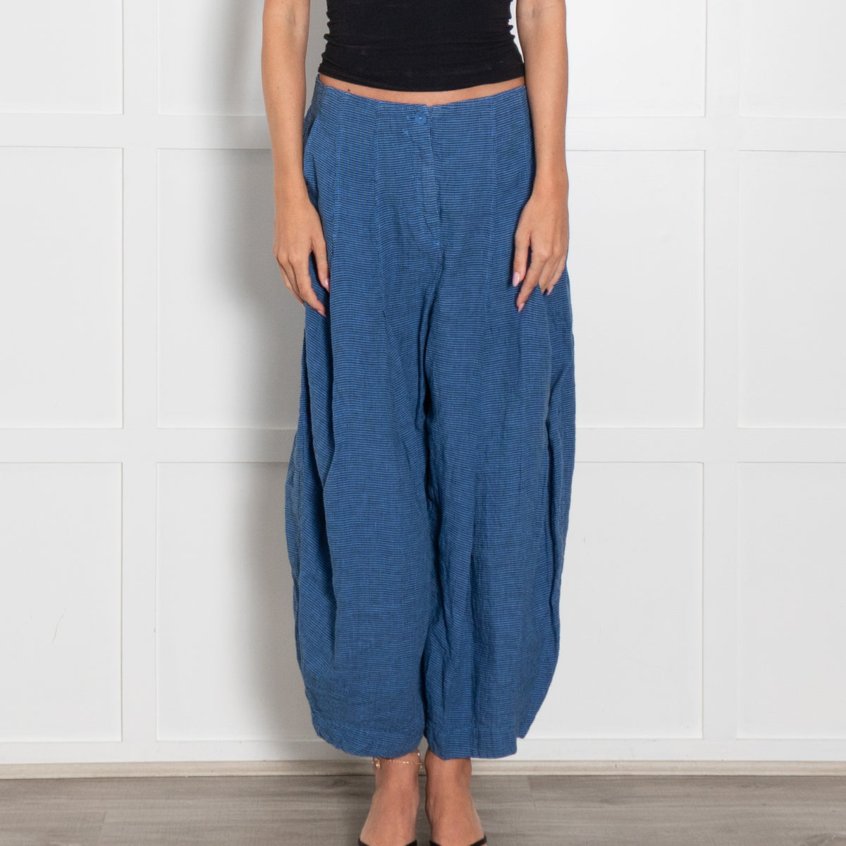 Oska Blue Black Check Balloon Trousers
