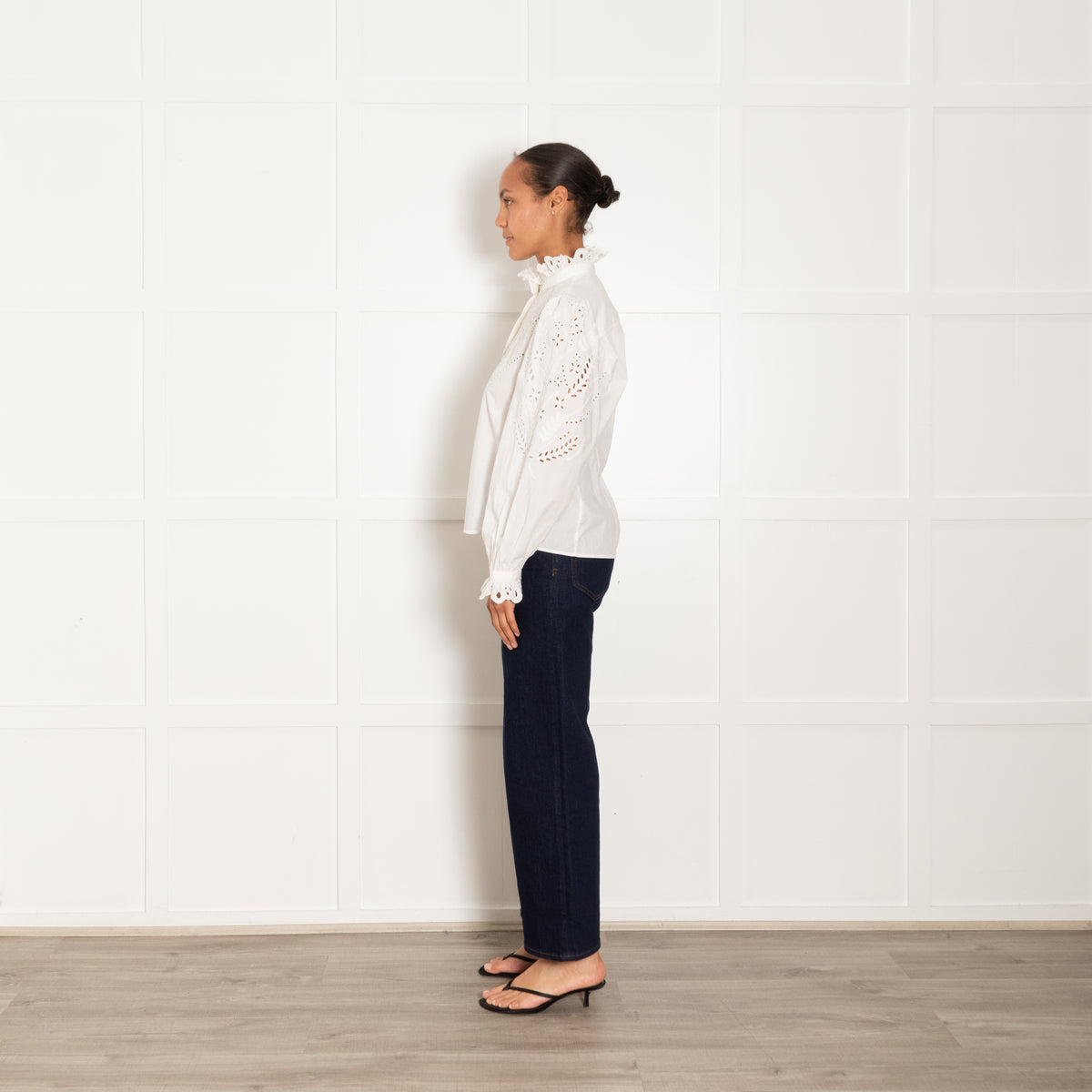 Isabel Marant Etoile White Broderie Frill Neck Blouse