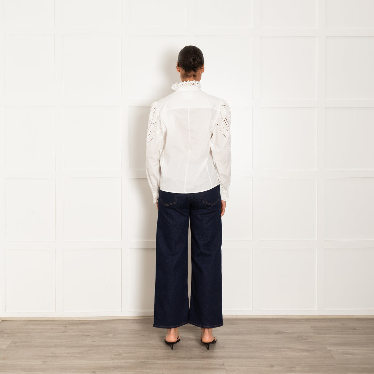 Isabel Marant Etoile White Broderie Frill Neck Blouse