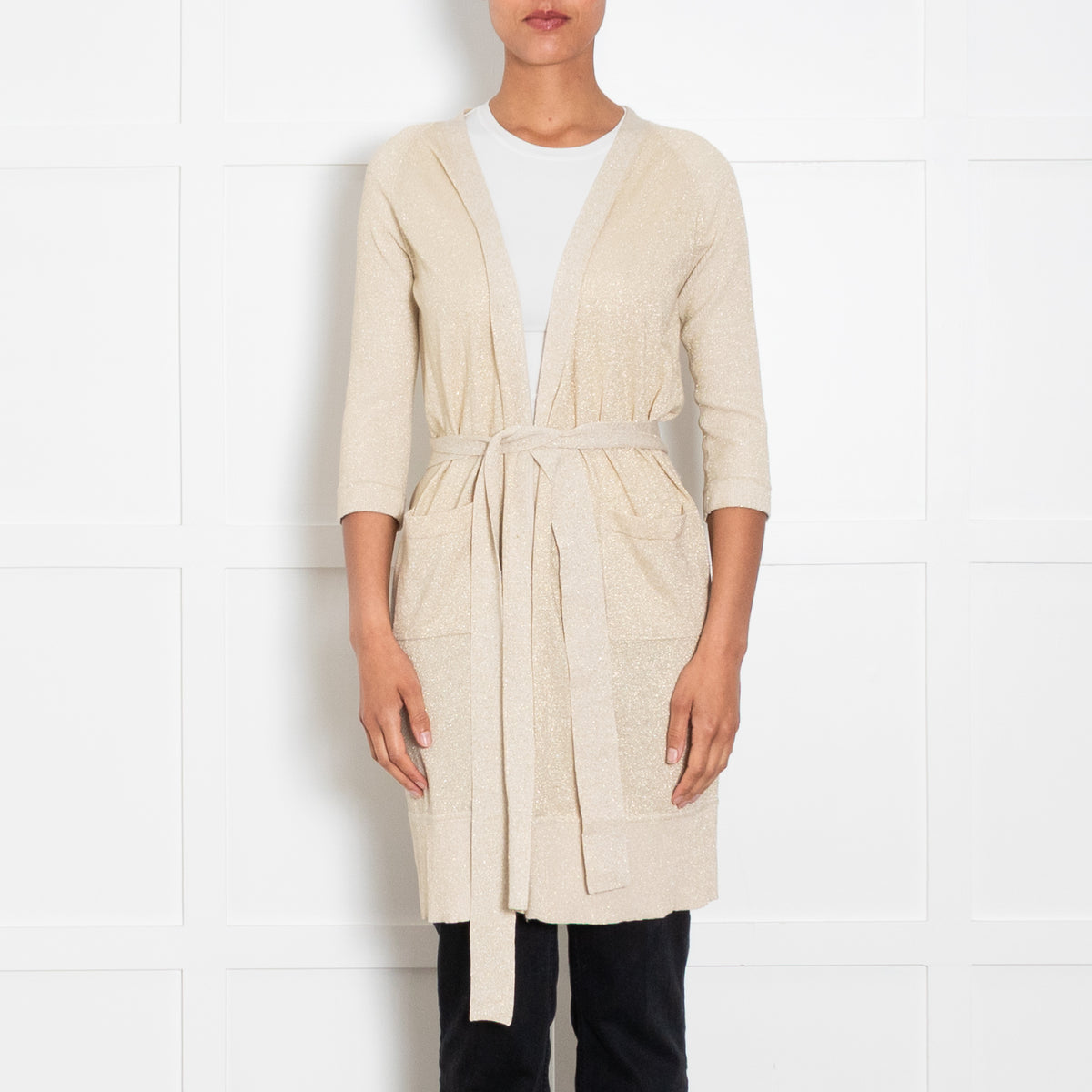 Diane Von Furstenberg Gold Belted Knit Cardigan