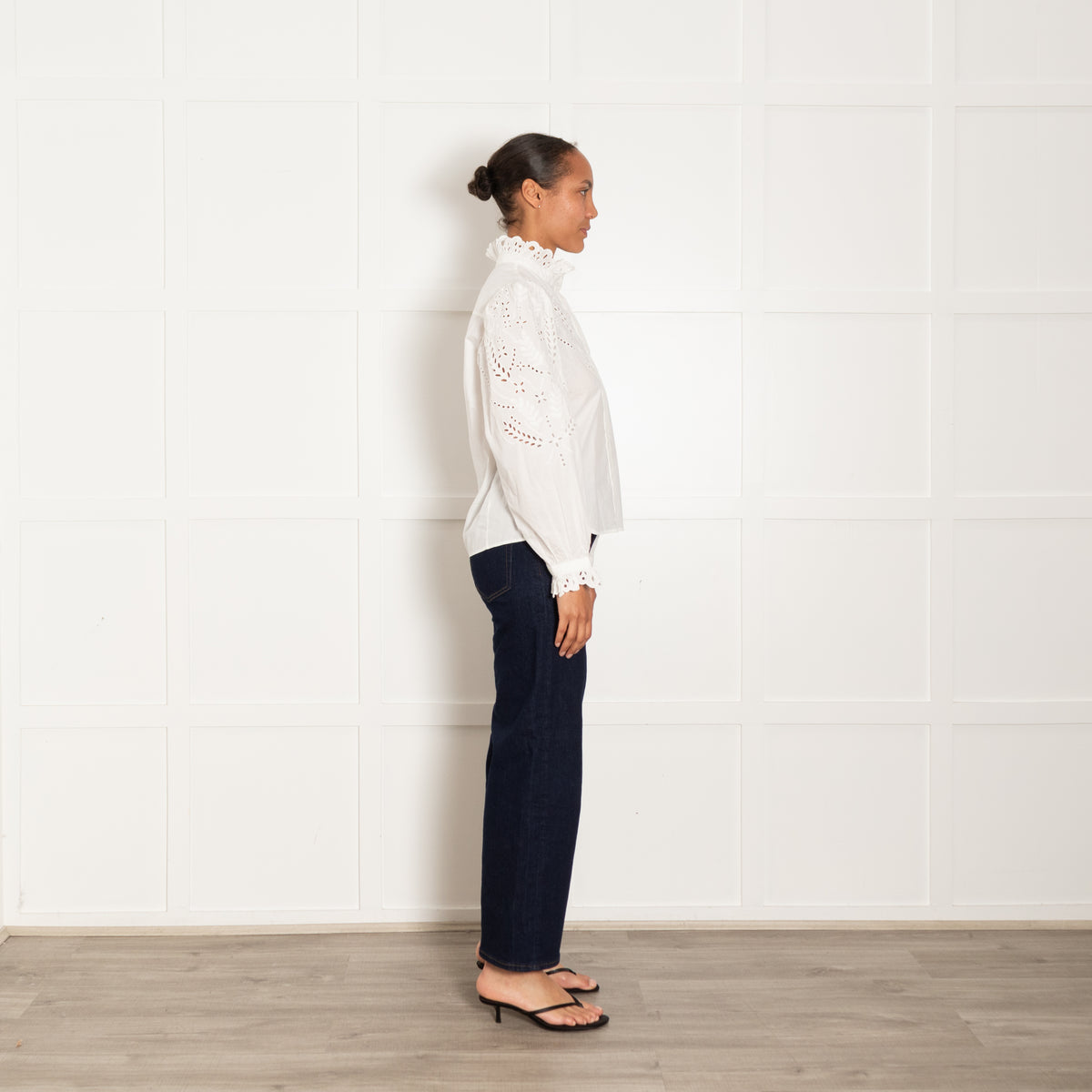 Isabel Marant Etoile White Broderie Frill Neck Blouse