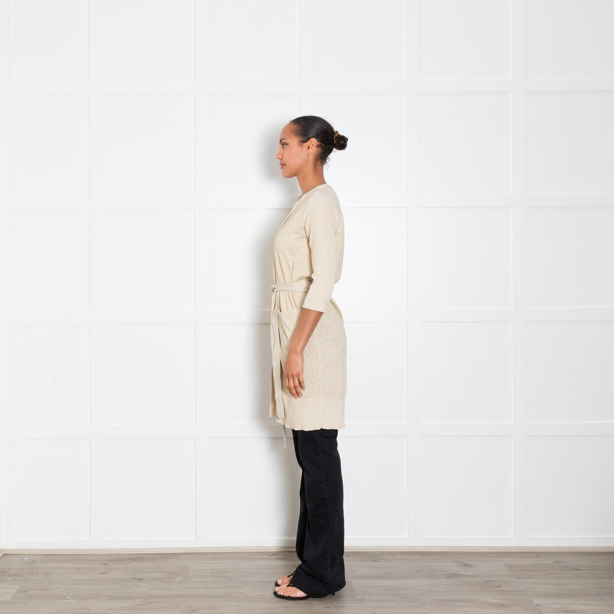 Diane Von Furstenberg Gold Belted Knit Cardigan