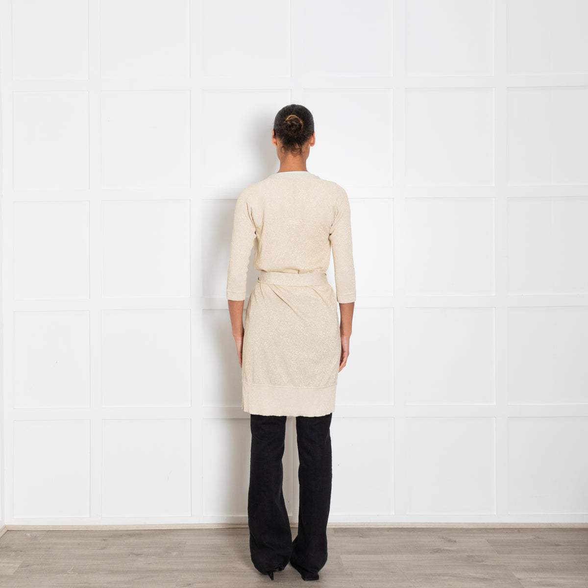 Diane Von Furstenberg Gold Belted Knit Cardigan