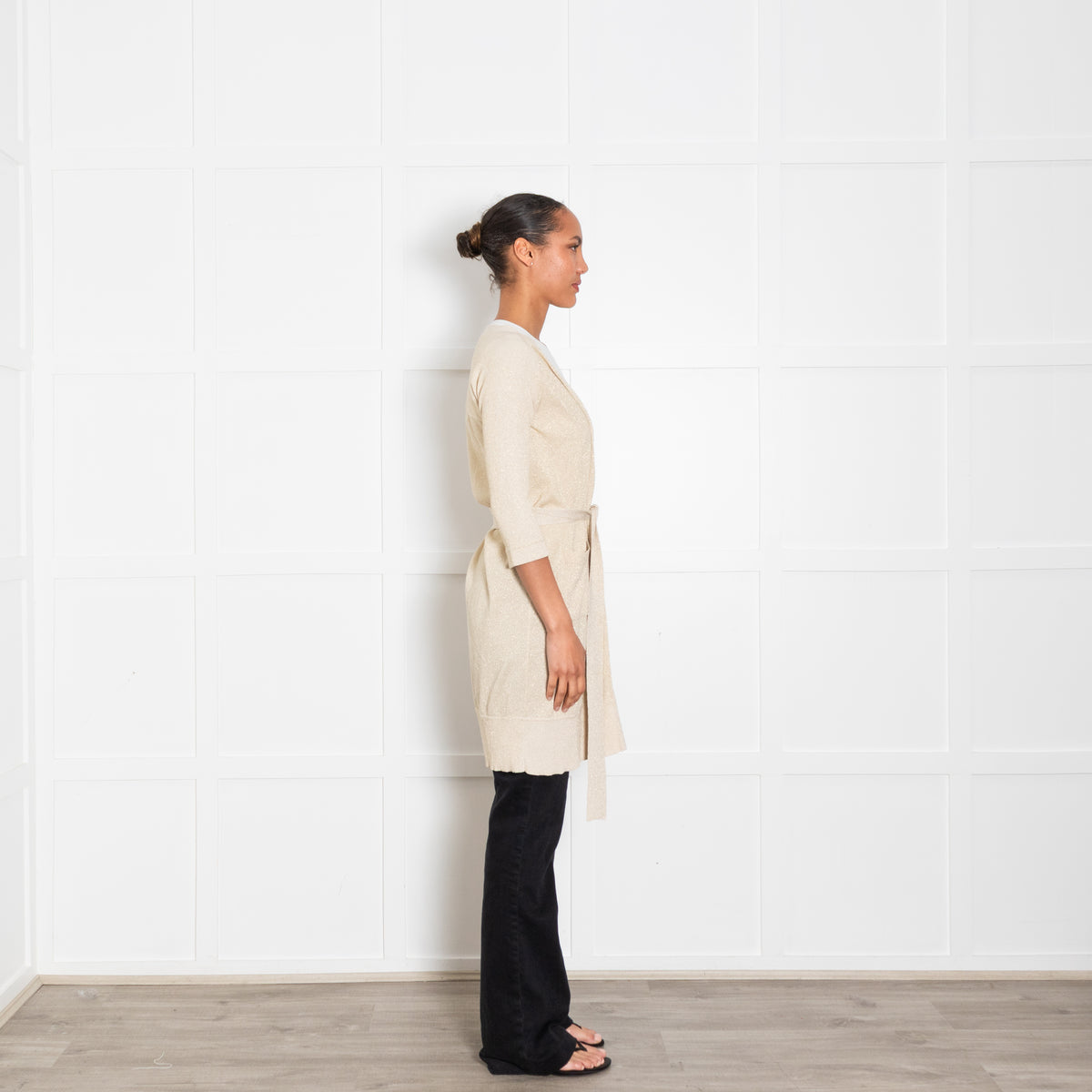 Diane Von Furstenberg Gold Belted Knit Cardigan
