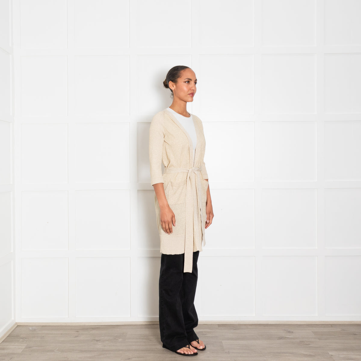Diane Von Furstenberg Gold Belted Knit Cardigan