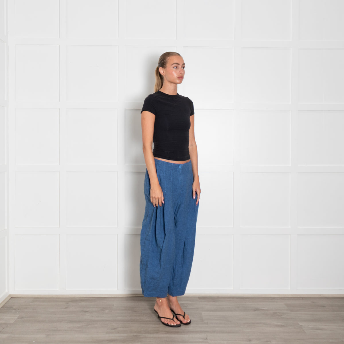 Oska Blue Black Check Balloon Trousers