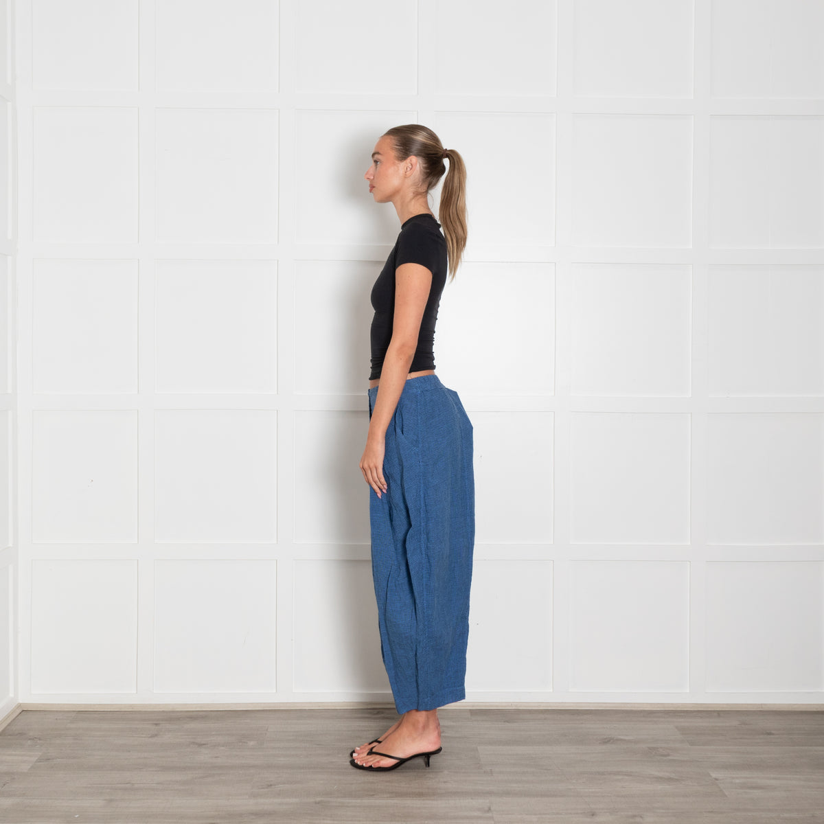 Oska Blue Black Check Balloon Trousers