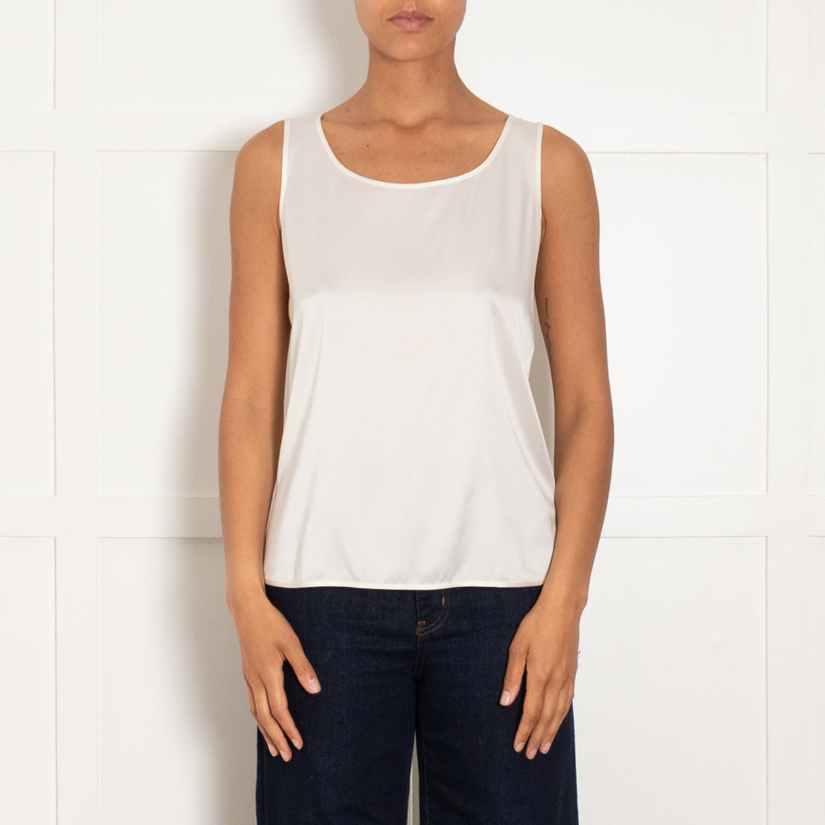Max Mara Leisure Cream Silk Mix Sleeveless Top