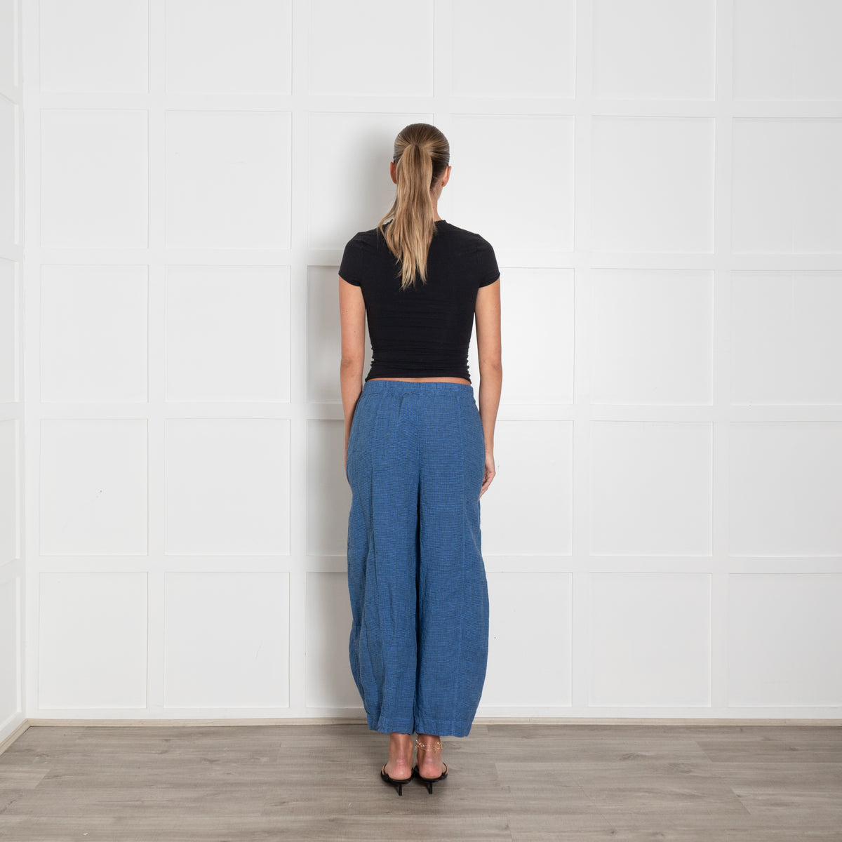 Oska Blue Black Check Balloon Trousers