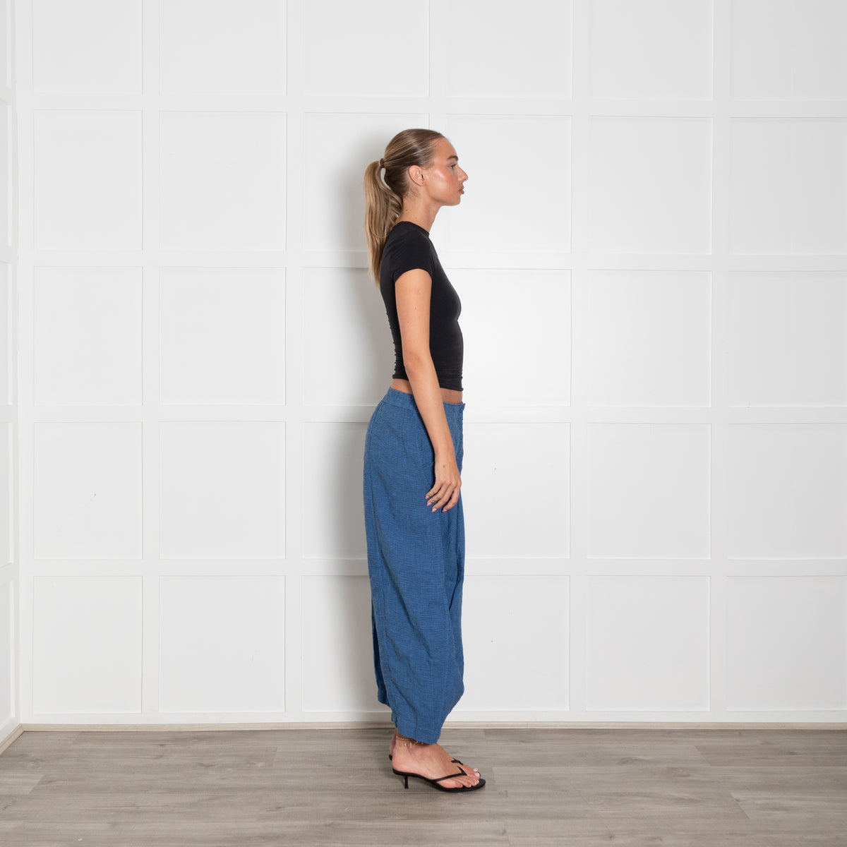 Oska Blue Black Check Balloon Trousers