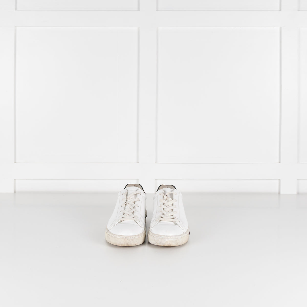 Rene Caovilla White Black Diamante Leather Trainers