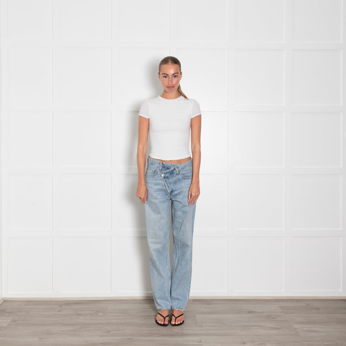 Agolde Pale Wash Criss Cross Jeans