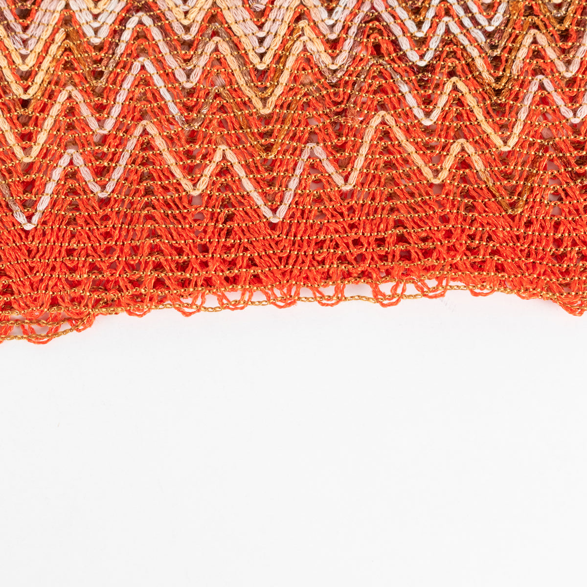 Missoni Orange Cream Chevron Cotton Blend Summer Scarf