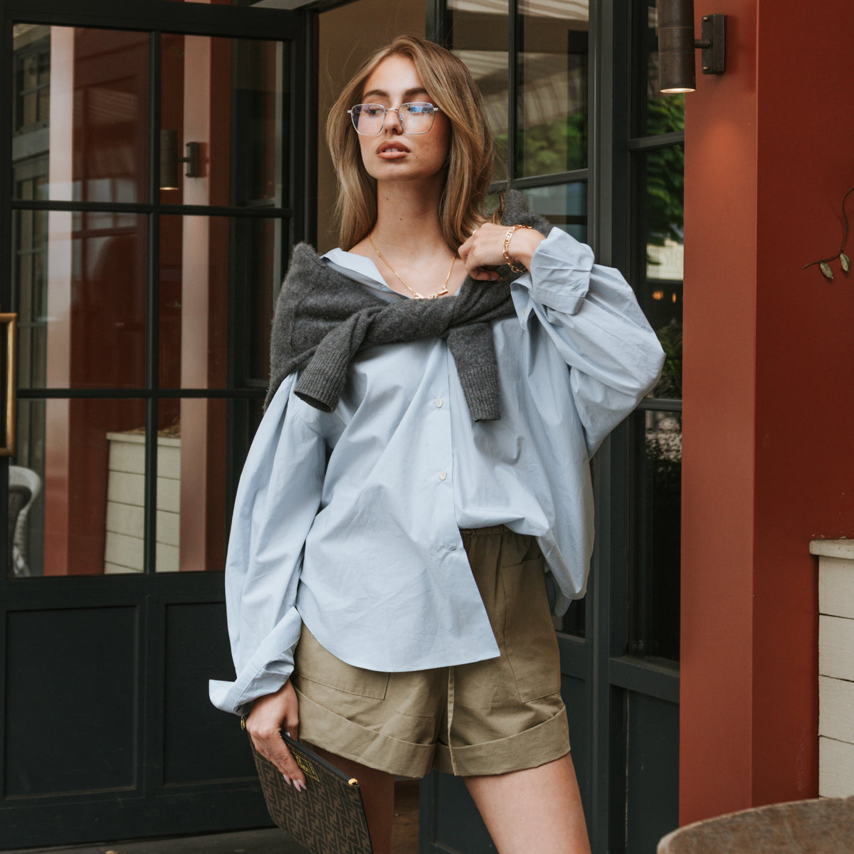 Faithfull the Brand Oversized Sky Blue Shirt